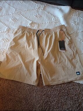 Men's Quiksilver Waterman Tan Swim Shorts with Drawstring